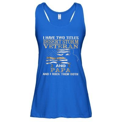 Desert Storms Veteran And Papa Rocks Them Both Veteran Dads Cool Gift Ladies Essential Flowy Tank