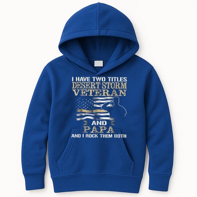 Desert Storms Veteran And Papa Rocks Them Both Veteran Dads Cool Gift Kids Hoodie