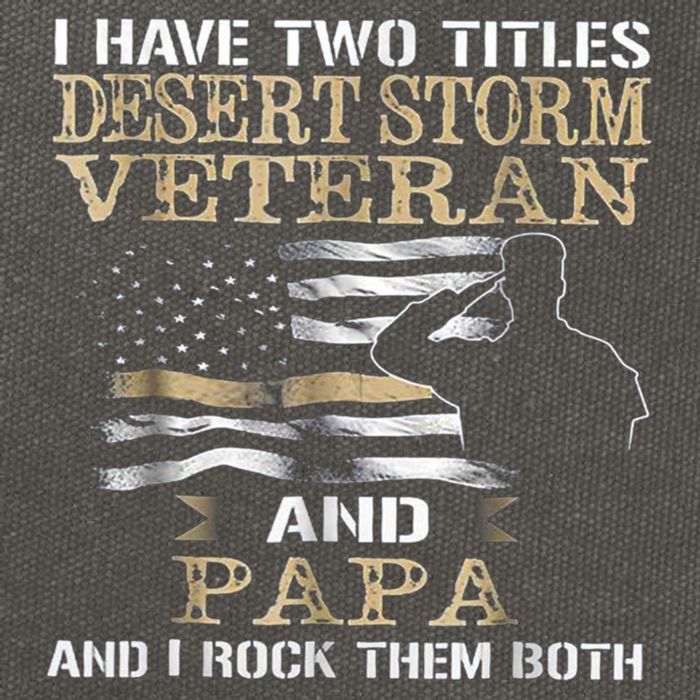 Desert Storms Veteran And Papa Rocks Them Both Veteran Dads Cool Gift Cotton Canvas Backpack