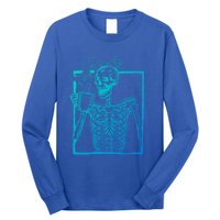 Distressed Skeleton Vintage Smiling Skull Ing Coffee Gift Long Sleeve Shirt