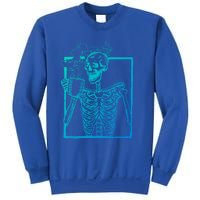 Distressed Skeleton Vintage Smiling Skull Ing Coffee Gift Sweatshirt