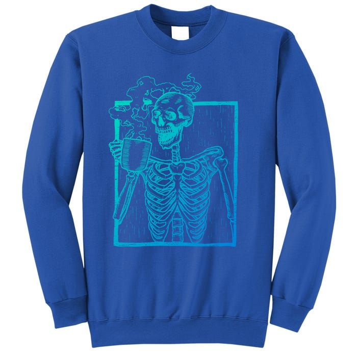 Distressed Skeleton Vintage Smiling Skull Ing Coffee Gift Sweatshirt