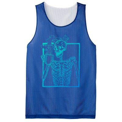 Distressed Skeleton Vintage Smiling Skull Ing Coffee Gift Mesh Reversible Basketball Jersey Tank