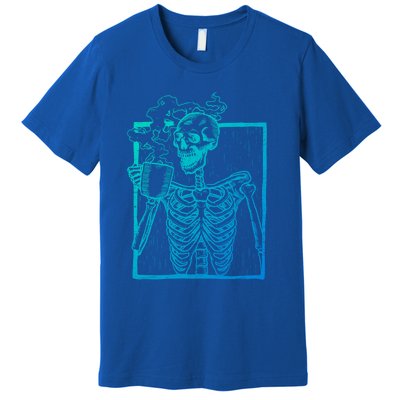 Distressed Skeleton Vintage Smiling Skull Ing Coffee Gift Premium T-Shirt