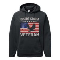 Desert Storm Veteran Persian War Service Ribbon Performance Fleece Hoodie