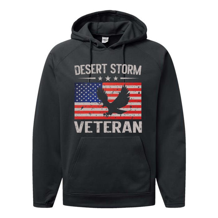 Desert Storm Veteran Persian War Service Ribbon Performance Fleece Hoodie