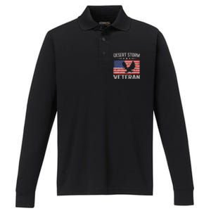 Desert Storm Veteran Persian War Service Ribbon Performance Long Sleeve Polo