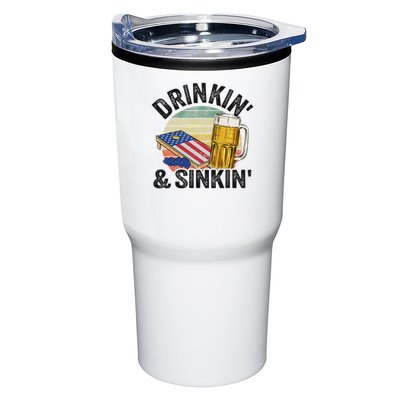 Drinkin' & Sinkin' Vintage American Flag Grandpa Cornhole Tumbler