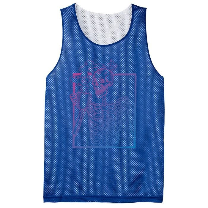 Distressed Skeleton Vintage Smiling Skull Ing Coffee Gift Mesh Reversible Basketball Jersey Tank