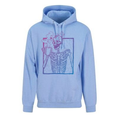 Distressed Skeleton Vintage Smiling Skull Ing Coffee Gift Unisex Surf Hoodie