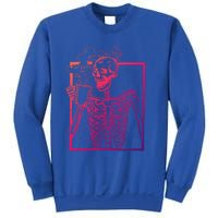 Distressed Skeleton Vintage Smiling Skull Ing Coffee Gift Sweatshirt