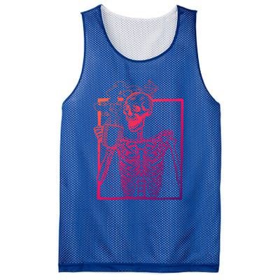 Distressed Skeleton Vintage Smiling Skull Ing Coffee Gift Mesh Reversible Basketball Jersey Tank