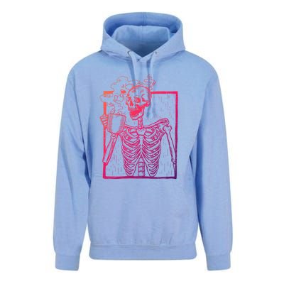 Distressed Skeleton Vintage Smiling Skull Ing Coffee Gift Unisex Surf Hoodie