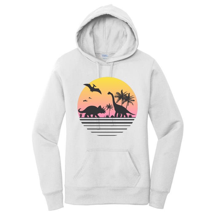 DINOSAURS SUNRISE VINTAGE Women's Pullover Hoodie