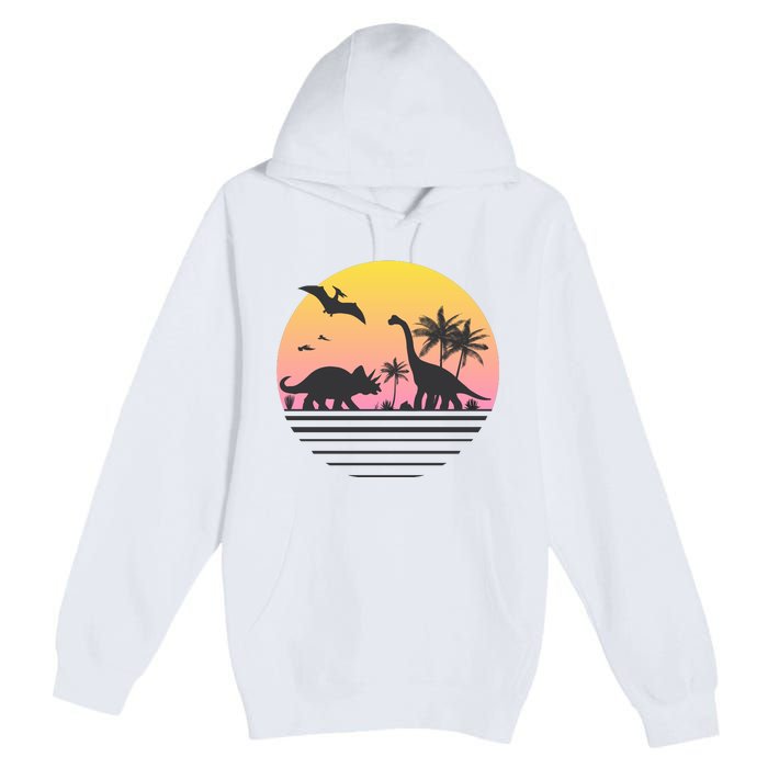 DINOSAURS SUNRISE VINTAGE Premium Pullover Hoodie