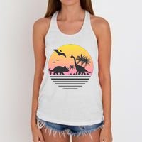 DINOSAURS SUNRISE VINTAGE Women's Knotted Racerback Tank