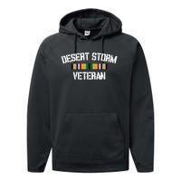 Desert Storm Veteran Pride Persian Gulf War Service Ribbon Performance Fleece Hoodie