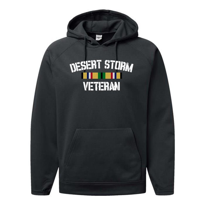 Desert Storm Veteran Pride Persian Gulf War Service Ribbon Performance Fleece Hoodie