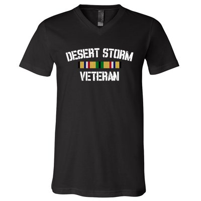 Desert Storm Veteran Pride Persian Gulf War Service Ribbon V-Neck T-Shirt