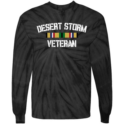 Desert Storm Veteran Pride Persian Gulf War Service Ribbon Tie-Dye Long Sleeve Shirt