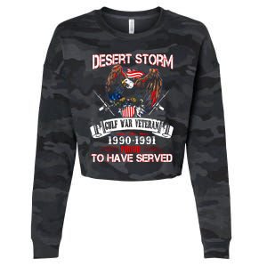 Desert Storm Veteran Pride Persian Gulf War Service Ribbo Cropped Pullover Crew