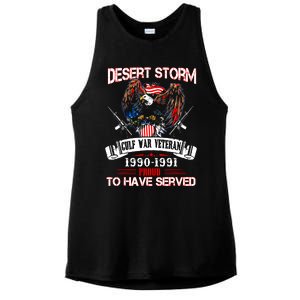 Desert Storm Veteran Pride Persian Gulf War Service Ribbo Ladies PosiCharge Tri-Blend Wicking Tank