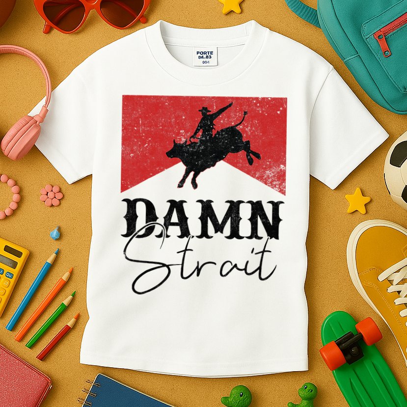 Damn S.T.R.A.I.T Western Country Damn S.T.R.A.I.T Cowboy Kids T-Shirt