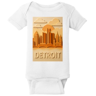 Detroit Skyline With Bridge Design  Baby Bodysuit