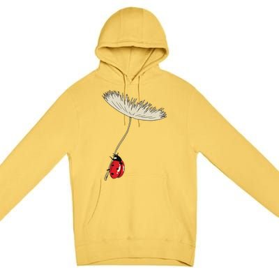 Dandelion Seeds With Ladybug Gift For Yellow Flowers Friends Premium Pullover Hoodie