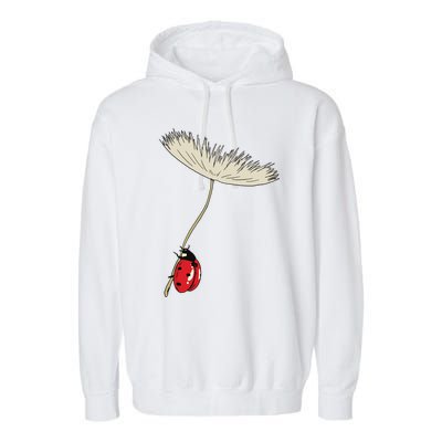 Dandelion Seeds With Ladybug Gift For Yellow Flowers Friends Garment-Dyed Fleece Hoodie