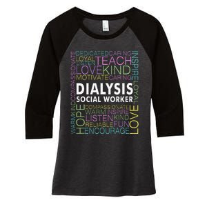 Dialysis Social Worker Renal Women's Tri-Blend 3/4-Sleeve Raglan Shirt