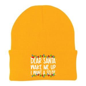 Dear Santa Wake Me Up I Want A Selfie Xmas Family Matching Funny Gift Knit Cap Winter Beanie