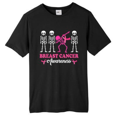 Dabbing Skeleton With Pink Ribbon Breast Cancer Halloween Tall Fusion ChromaSoft Performance T-Shirt