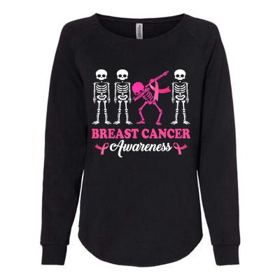 Dabbing Skeleton With Pink Ribbon Breast Cancer Halloween Womens California Wash Sweatshirt