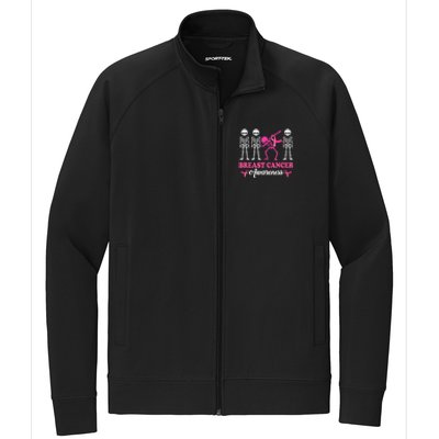 Dabbing Skeleton With Pink Ribbon Breast Cancer Halloween Stretch Full-Zip Cadet Jacket