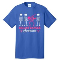 Dabbing Skeleton With Pink Ribbon Breast Cancer Halloween Tall T-Shirt