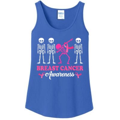 Dabbing Skeleton With Pink Ribbon Breast Cancer Halloween Ladies Essential Tank