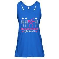 Dabbing Skeleton With Pink Ribbon Breast Cancer Halloween Ladies Essential Flowy Tank