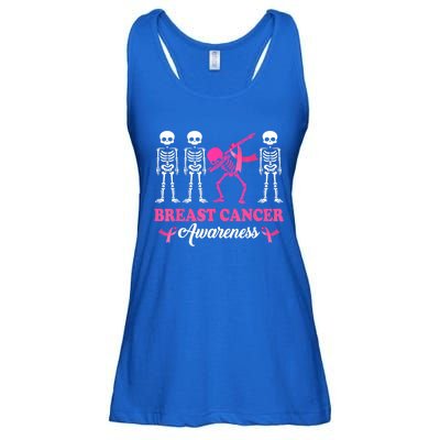 Dabbing Skeleton With Pink Ribbon Breast Cancer Halloween Ladies Essential Flowy Tank