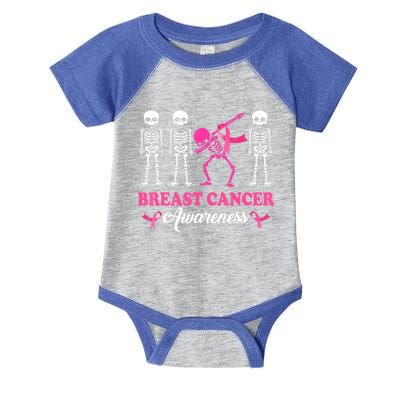 Dabbing Skeleton With Pink Ribbon Breast Cancer Halloween Infant Baby Jersey Bodysuit