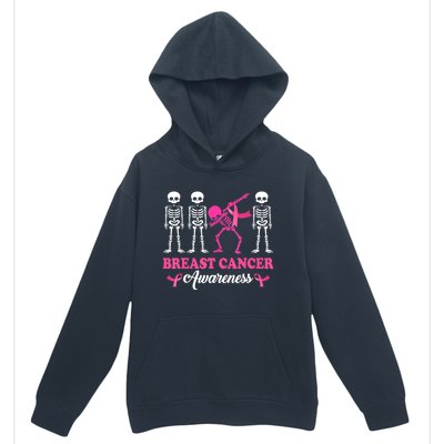 Dabbing Skeleton With Pink Ribbon Breast Cancer Halloween Urban Pullover Hoodie