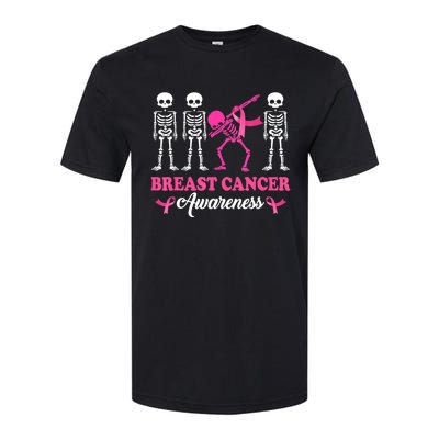 Dabbing Skeleton With Pink Ribbon Breast Cancer Halloween Softstyle® CVC T-Shirt