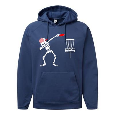 Dabbing Skeleton Wear Hat Disc Golf Player Halloween Costume Performance Fleece Hoodie