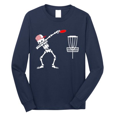 Dabbing Skeleton Wear Hat Disc Golf Player Halloween Costume Long Sleeve Shirt