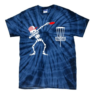 Dabbing Skeleton Wear Hat Disc Golf Player Halloween Costume Tie-Dye T-Shirt