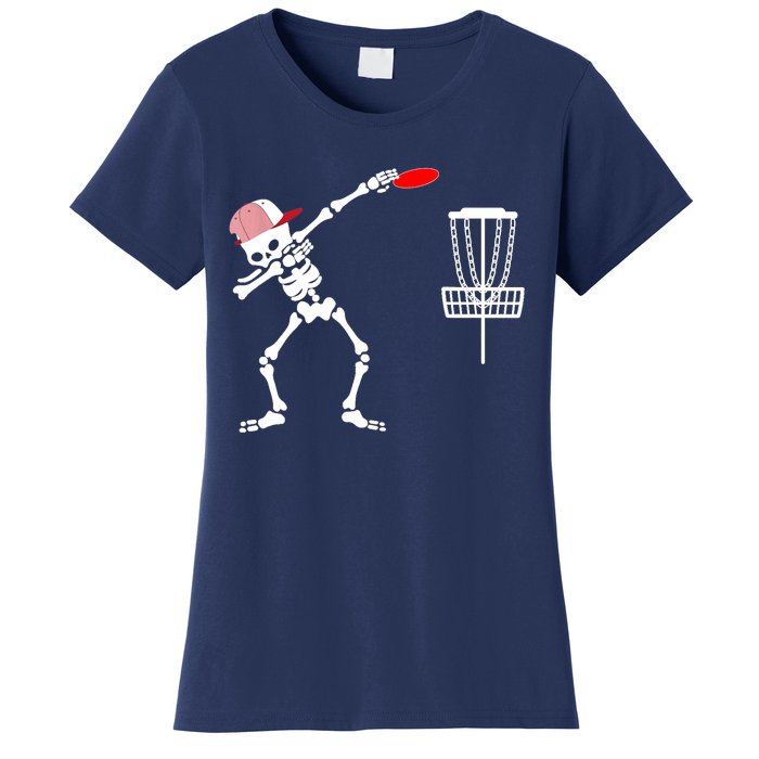 Dabbing Skeleton Wear Hat Disc Golf Player Halloween Costume Women's T-Shirt