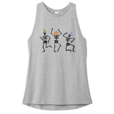 Dancing Skeleton Witches Halloween Great Gift Ladies PosiCharge Tri-Blend Wicking Tank