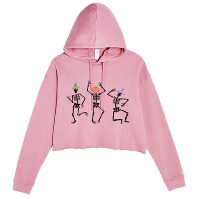 Dancing Skeleton Witches Halloween Great Gift Crop Fleece Hoodie