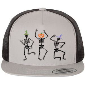 Dancing Skeleton Witches Halloween Great Gift Flat Bill Trucker Hat