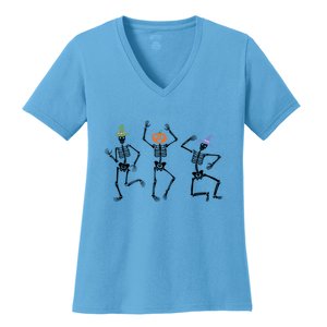 Dancing Skeleton Witches Halloween Great Gift Women's V-Neck T-Shirt